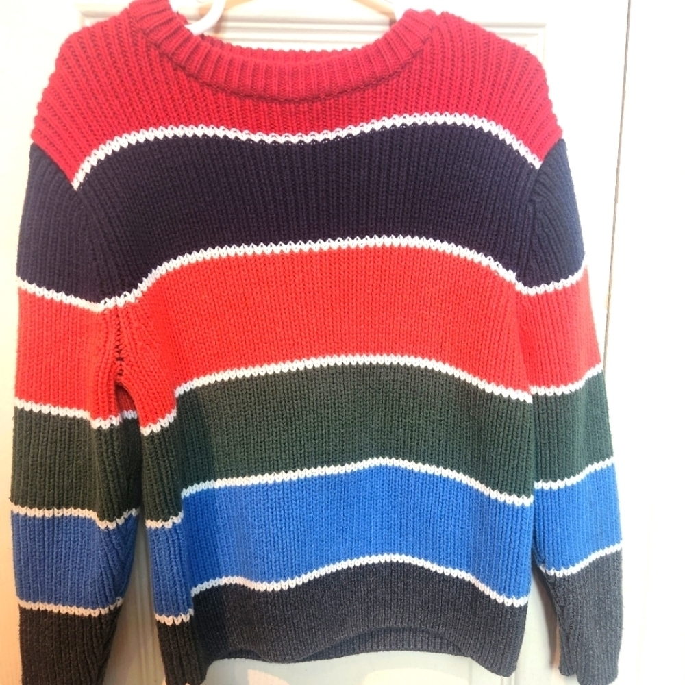 The Children’s Place Striped Ribbed Multicolor Color block Sweater Extra S…